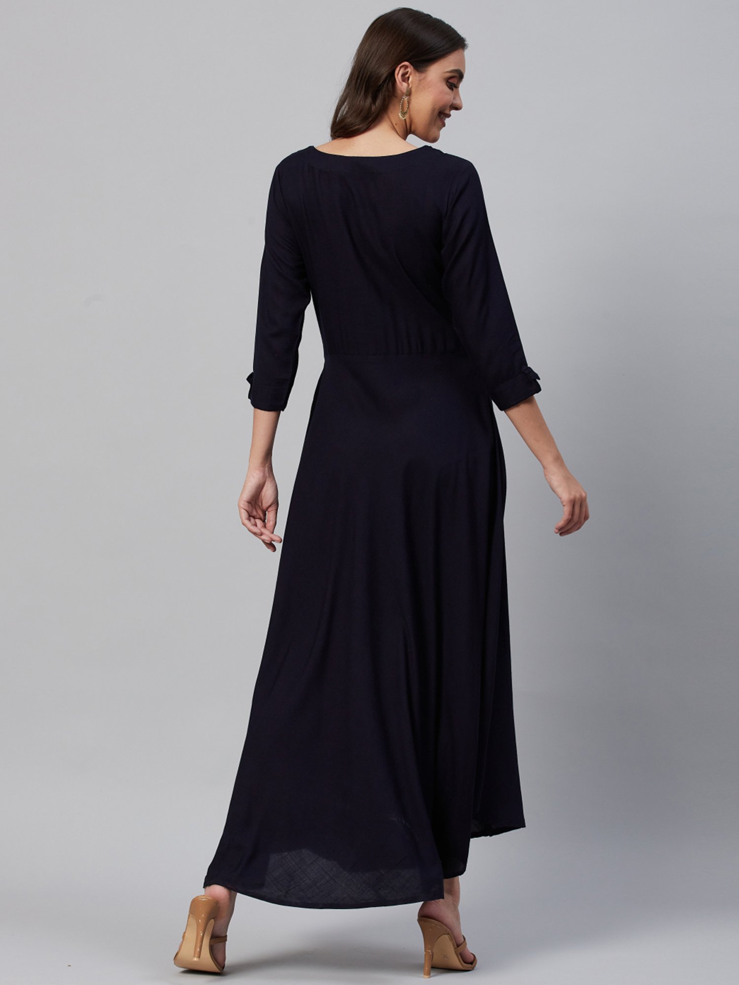 HIGHLIGHT FASHION EXPORT Navy Embellished Maxi Dress