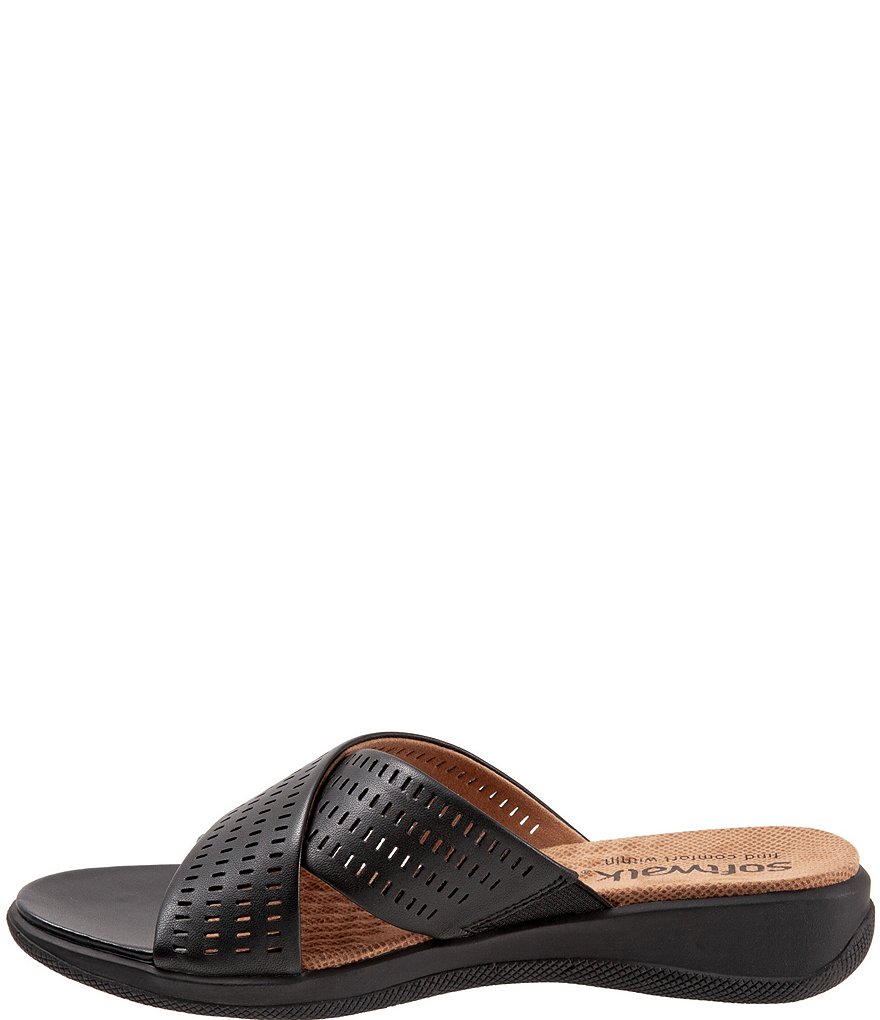 Softwalk Tillman II Perforated Leather X Band Wedge Slides