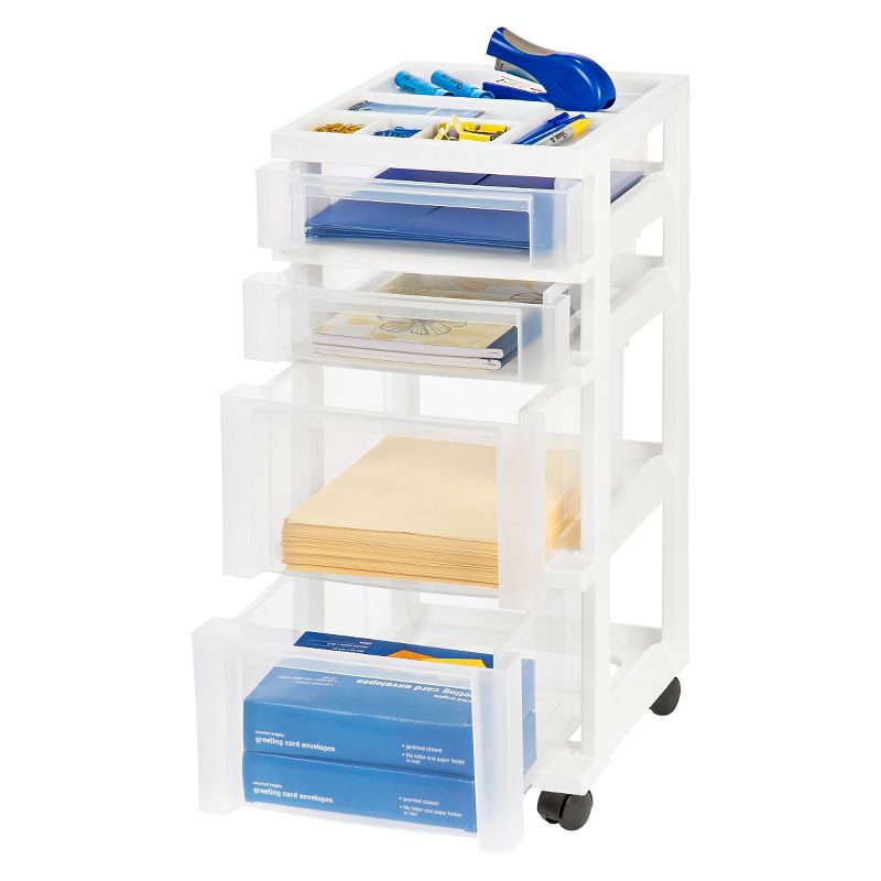 IRIS 4 Drawer Rolling Storage Cart White