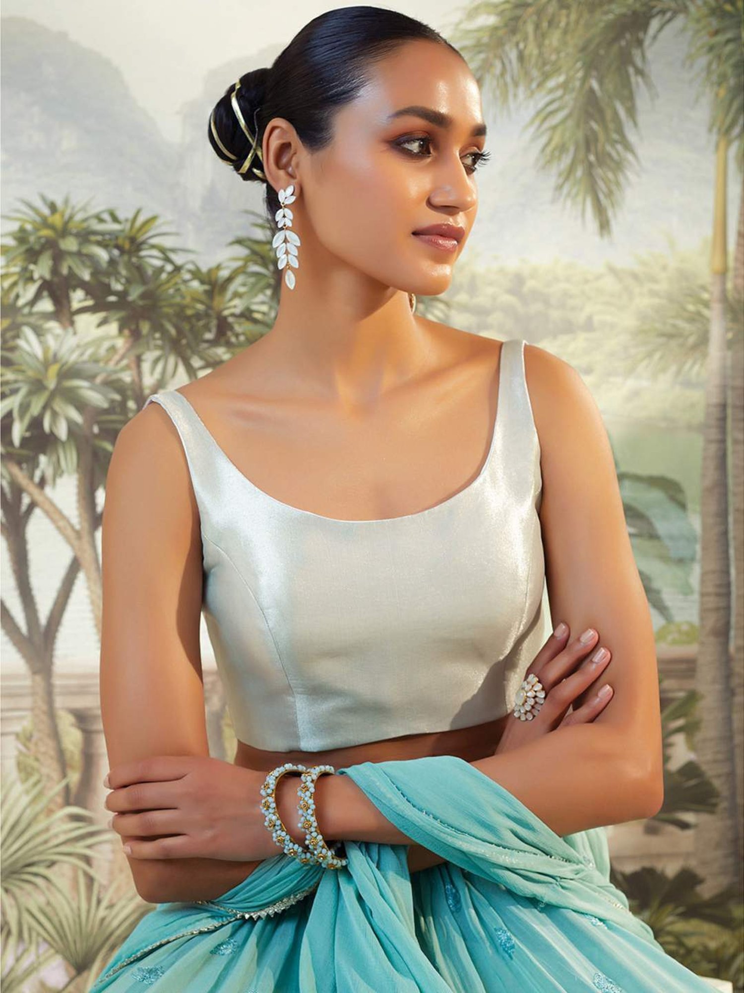 Soch Silver Plain Readymade Blouse