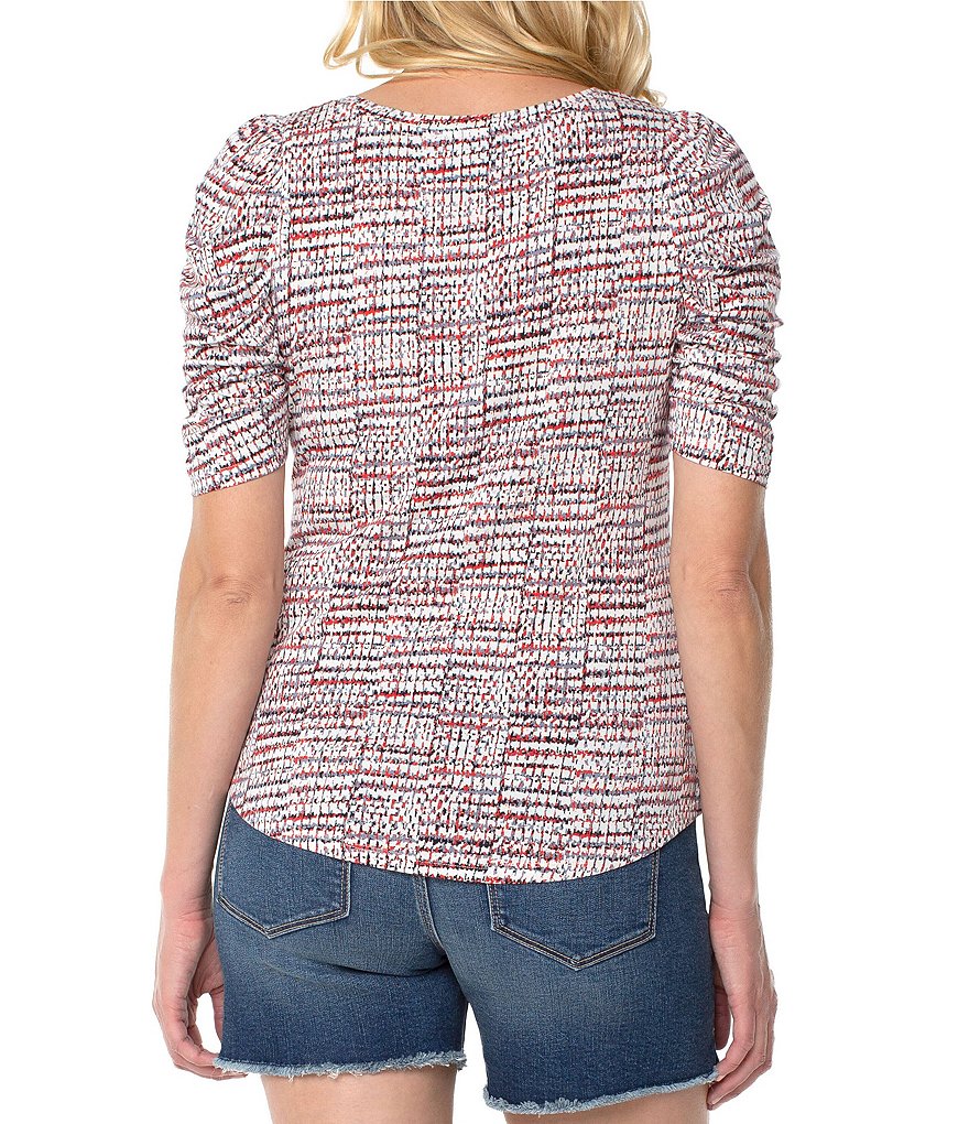 Liverpool Los Angeles Gathered Short Sleeve Printed Jersey Tee