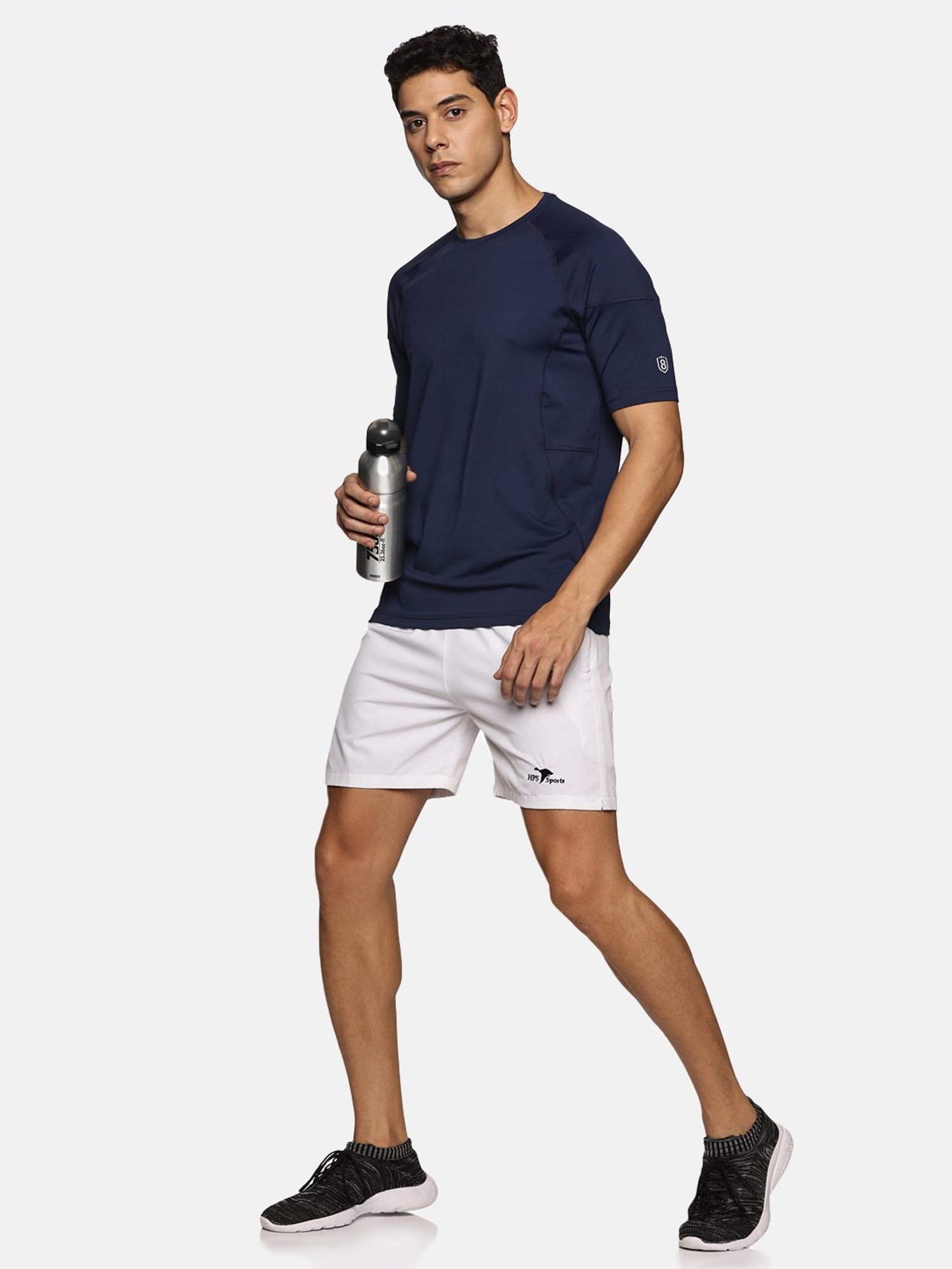 DOMIN8 Men Breathable Quick Dry Regular Fit Sports T-Shirt (Navy Blue)