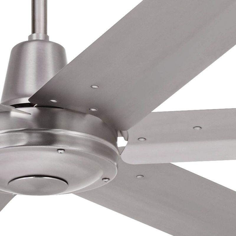60" Casa Vieja Modern Industrial Outdoor Ceiling Fan with Remote Brushed Steel Damp Rated for Patio Porch