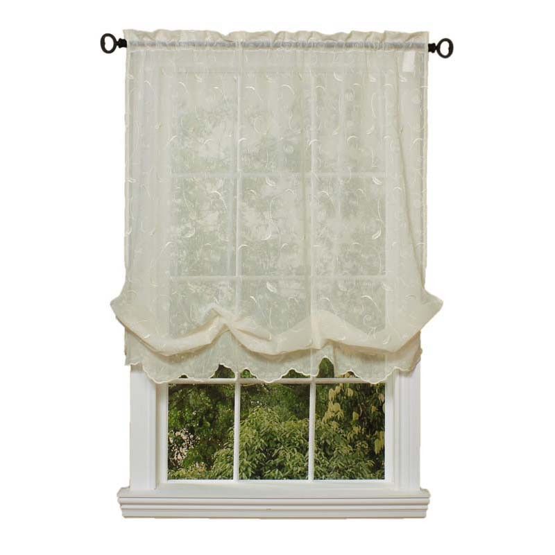 Habitat Hathaway Scroll Motif Embroidery 54 X 63 Balloon Curtain Cream - 54 x 63, Off-white