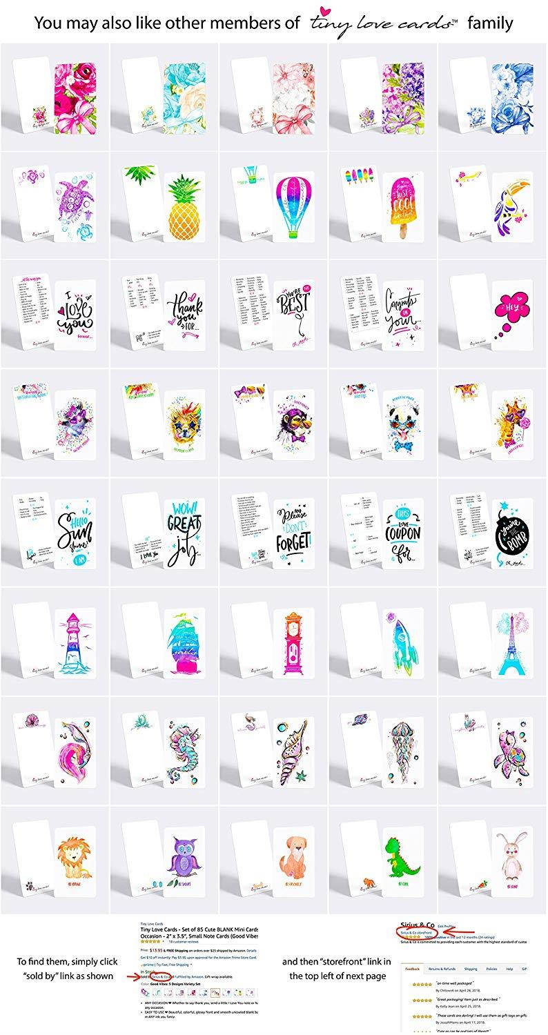 Tiny Love Cards - Set of 85 Cute Mini Cards for ANY Occasion - 2&rdquo; x 3.5&rdquo;, Small Blank Note Cards (Love Notes: Clock)