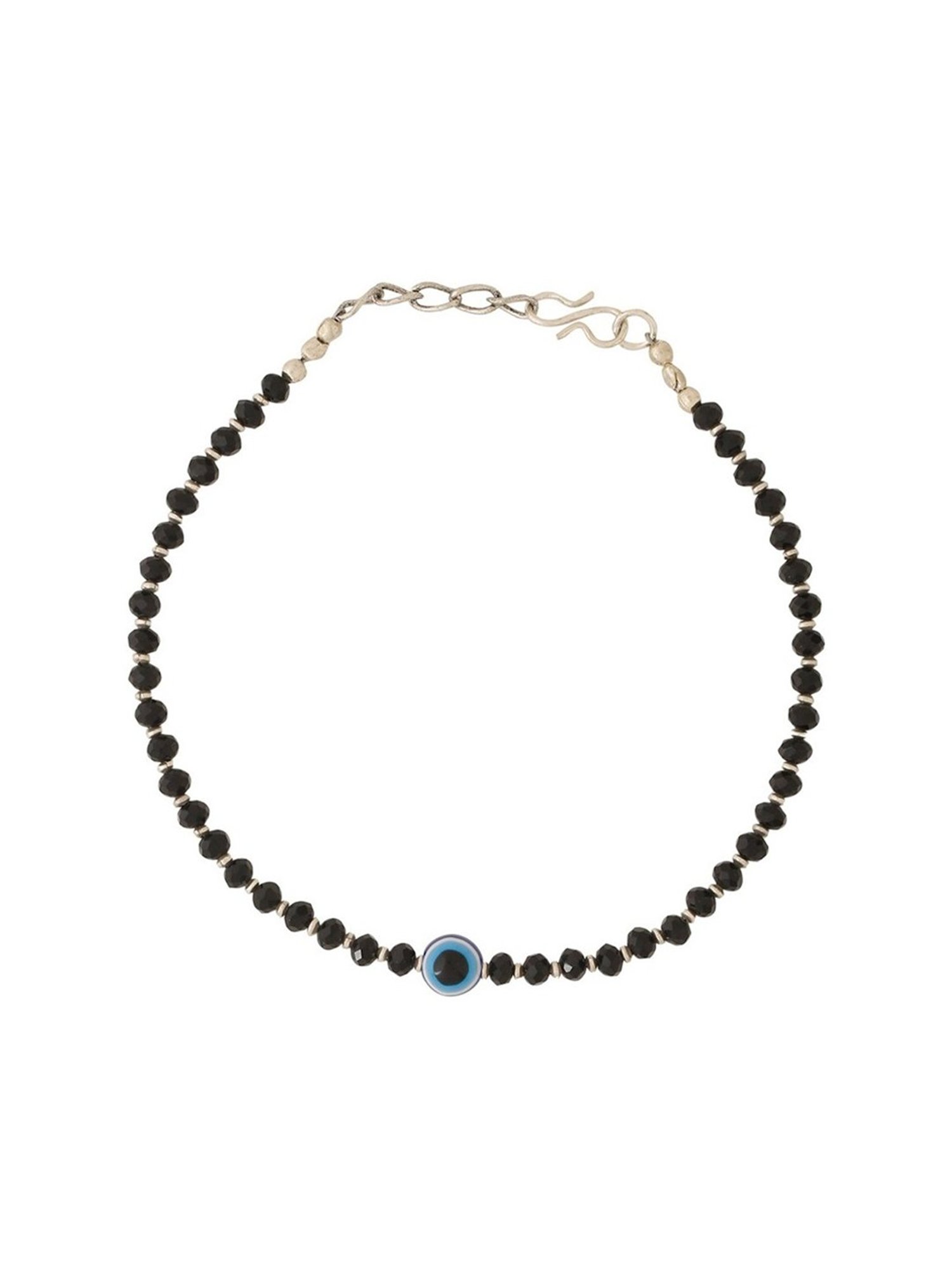 Oomph Black Beads Evil Eye Fashion Anklet
