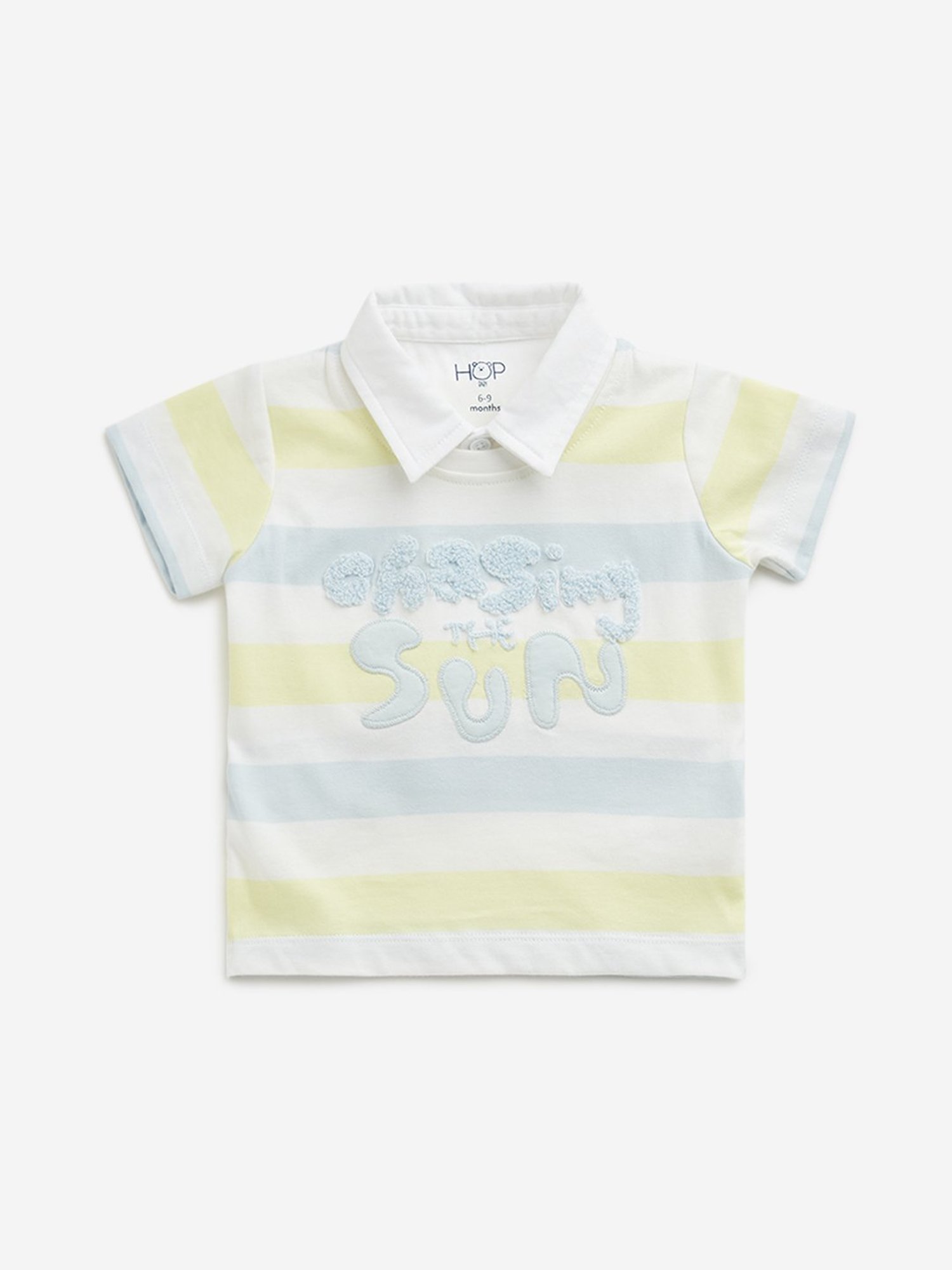 HOP Baby by Westside Multicolour Striped Collared T-Shirt