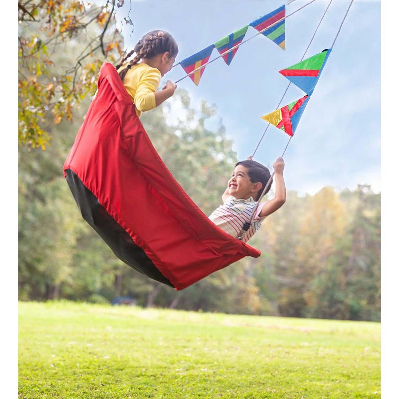 HearthSong Regatta Boat Tree Swing for Kids with Colorful Flags and Mesh Bottom, 47"L x 22"W x 13"H Holds Up To 200 lbs.