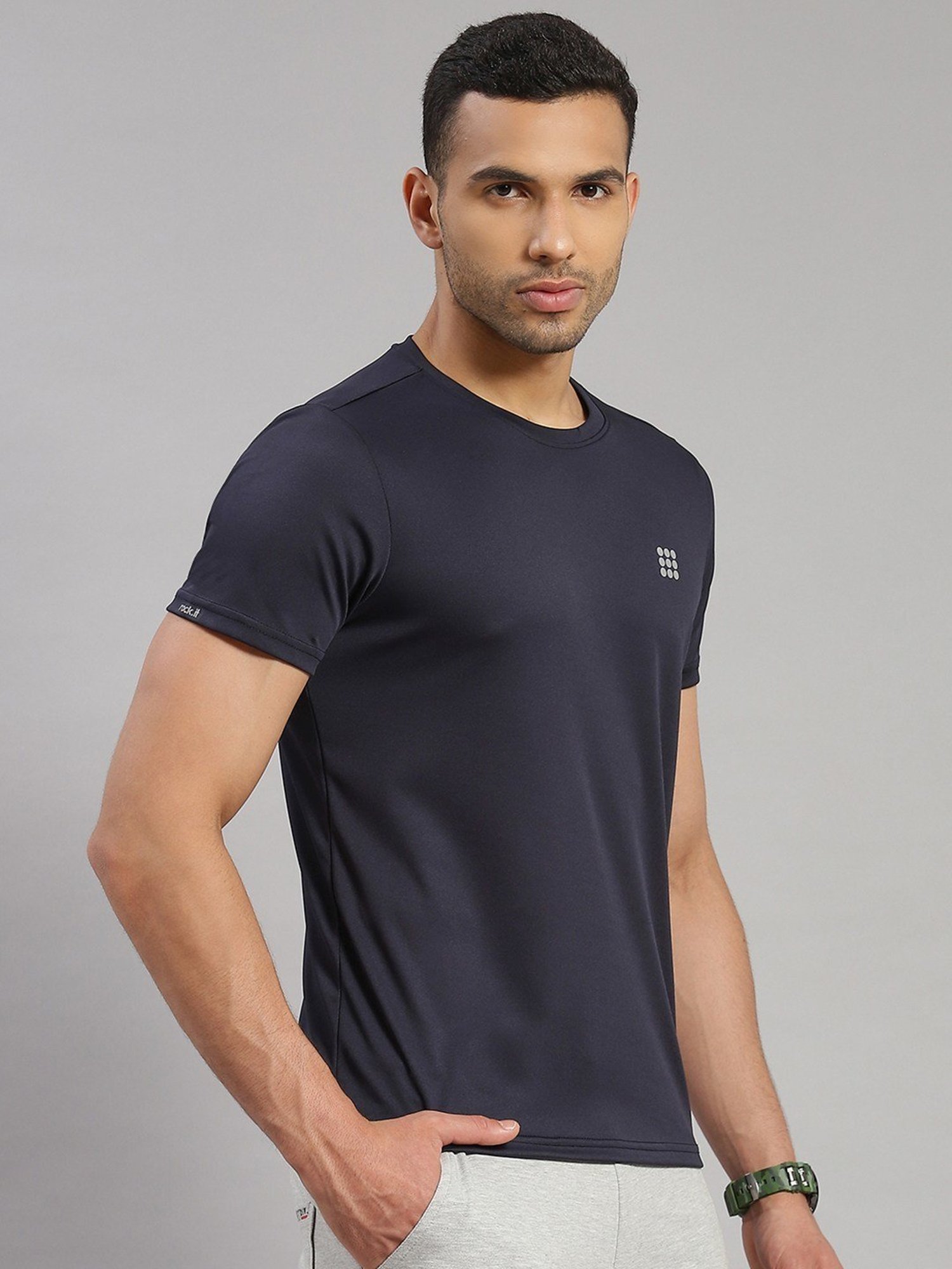 Rock.It Navy Blue Regular Fit T-Shirt