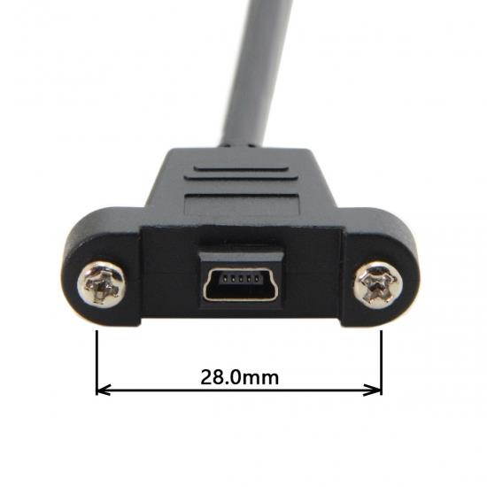 Xiwai  5m Panel Mount Type Mini USB 5Pin Male to Female Extension Adapter Cable with Screws