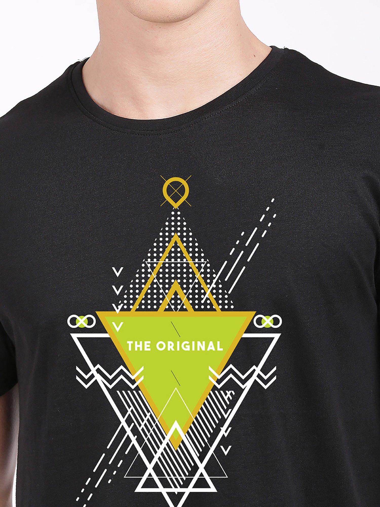 BLACK RADIO Black Slim Fit Printed Cotton Crew T-Shirt