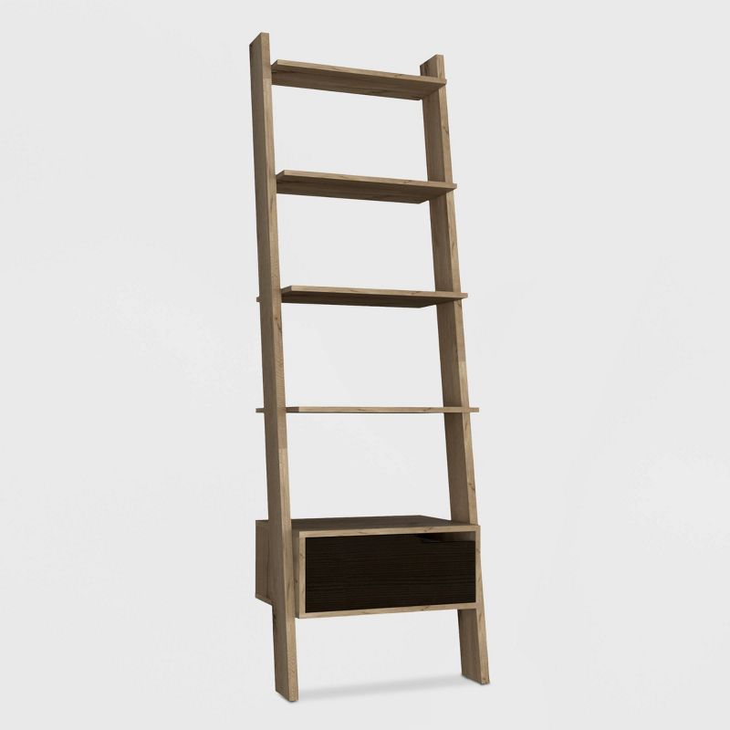 70" Aster 4 Tier Leaning Bookcase Light Wood - RST Brands