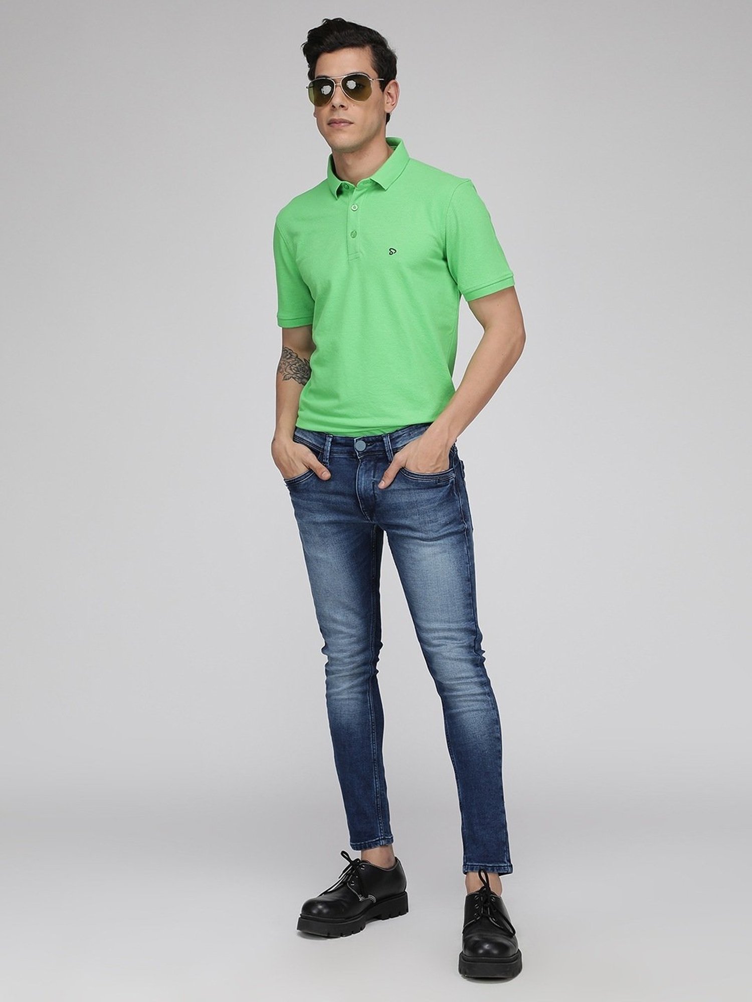 Sporto Light Green Regular Fit Polo T-Shirt
