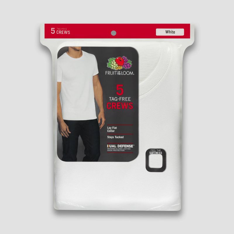 Fruit of the Loom Men's Crew Neck T-Shirt 5pk - White 2XL