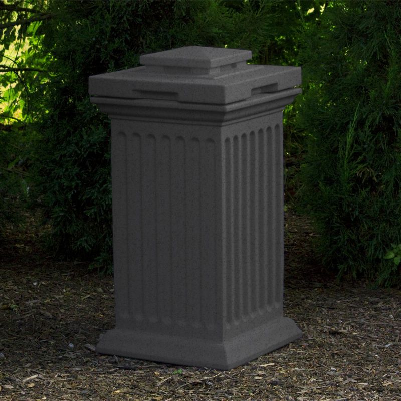 Good Ideas Savannah Outdoor Column 30 Gallon Polyethylene Storage and Waste Bin, Dark Granite
