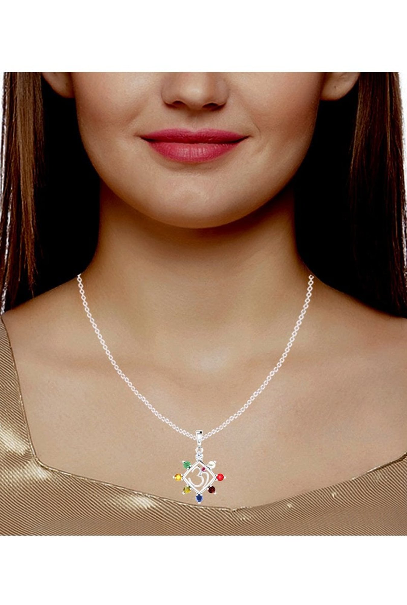 Clara Navratna Stone Nine Planets 92.5 Sterling Silver Pendant