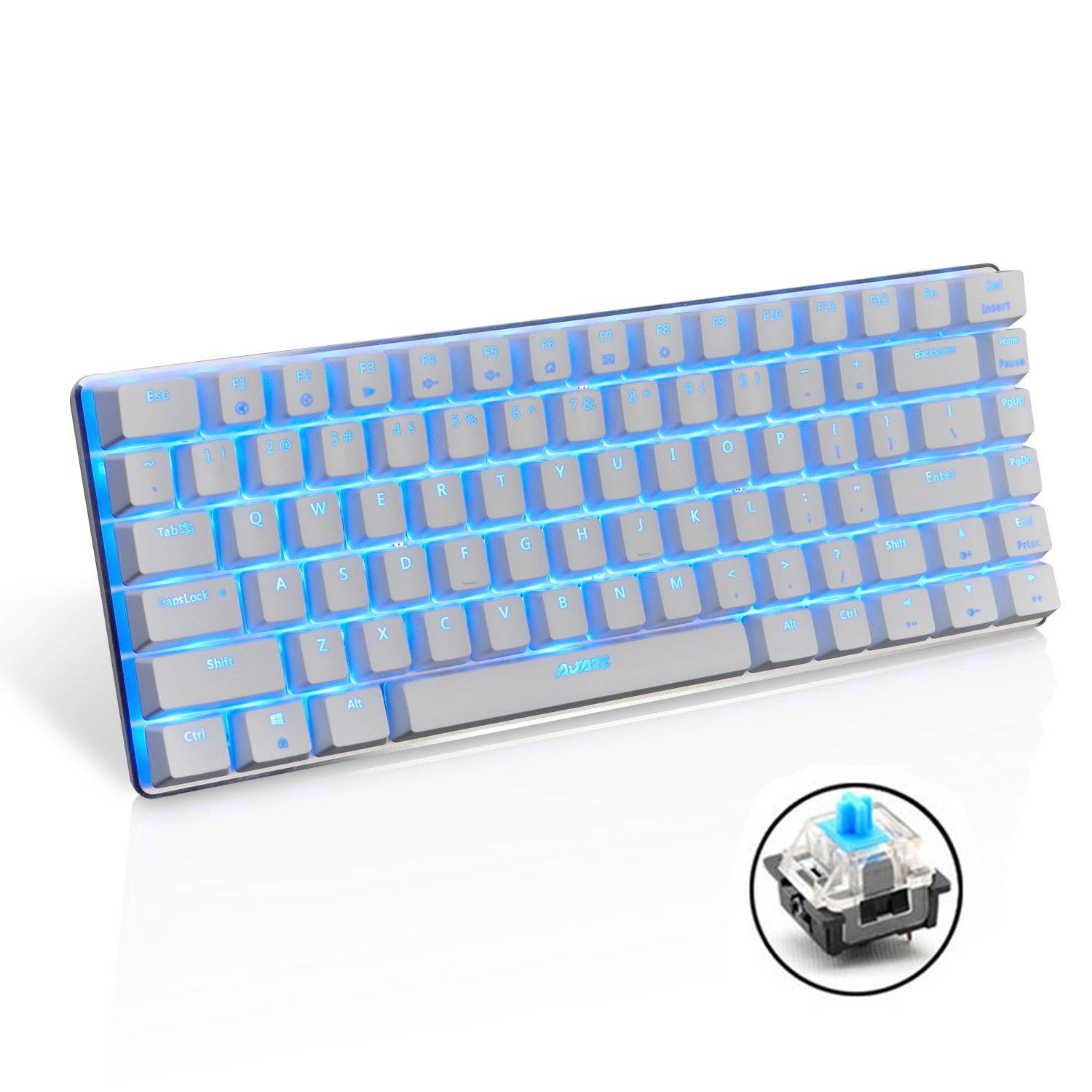 UrChoiceLtd&reg; Ajazz Geek AK3 Usb Wired Gaming Mechanical Keyboard Blue Black Switches for Office, Typists and Play Games ( Blue Switch, Black)