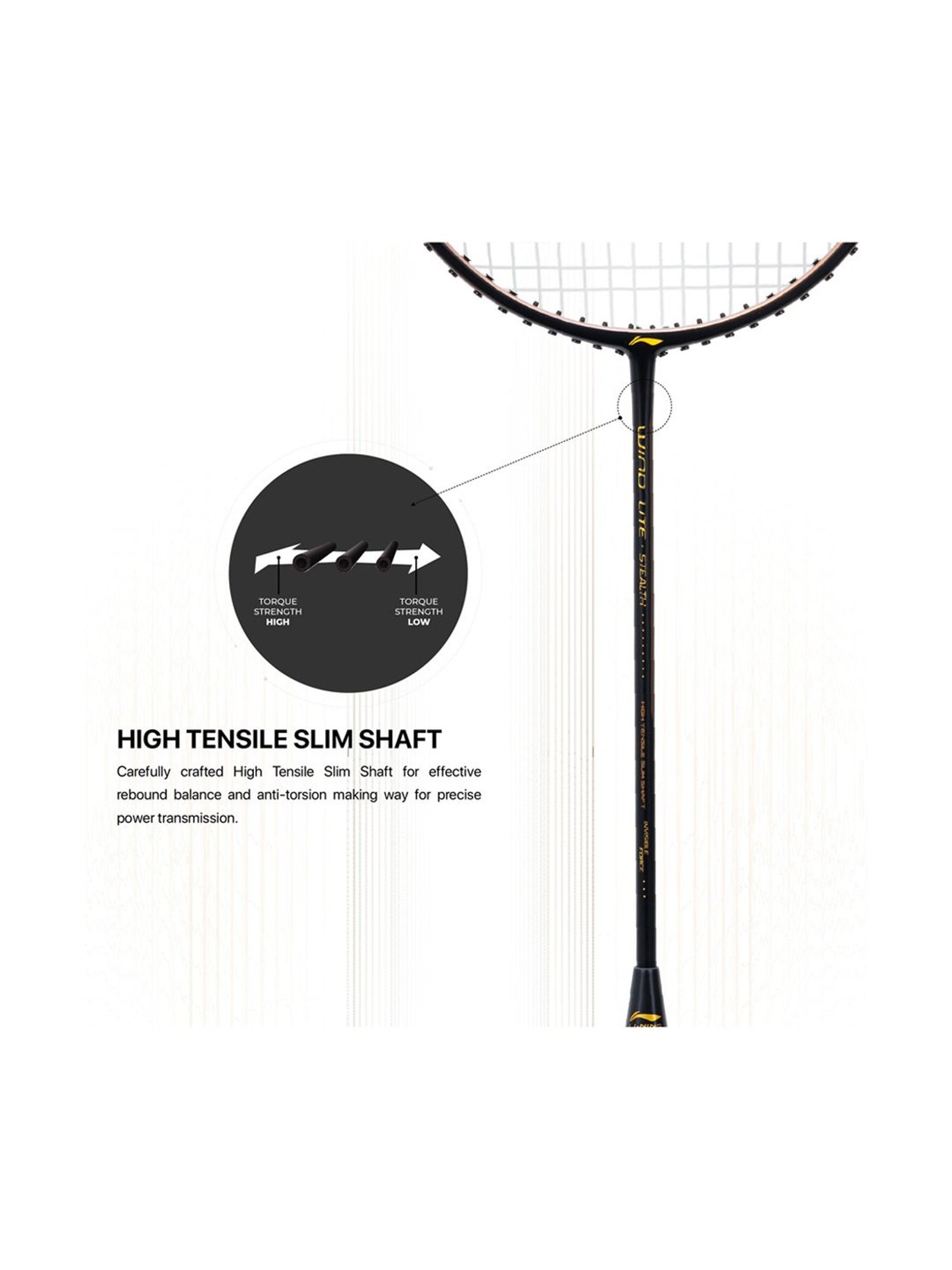 Li-Ning Wind Lite Stealth Badminton Racket (Charcoal Black) Size - Medium