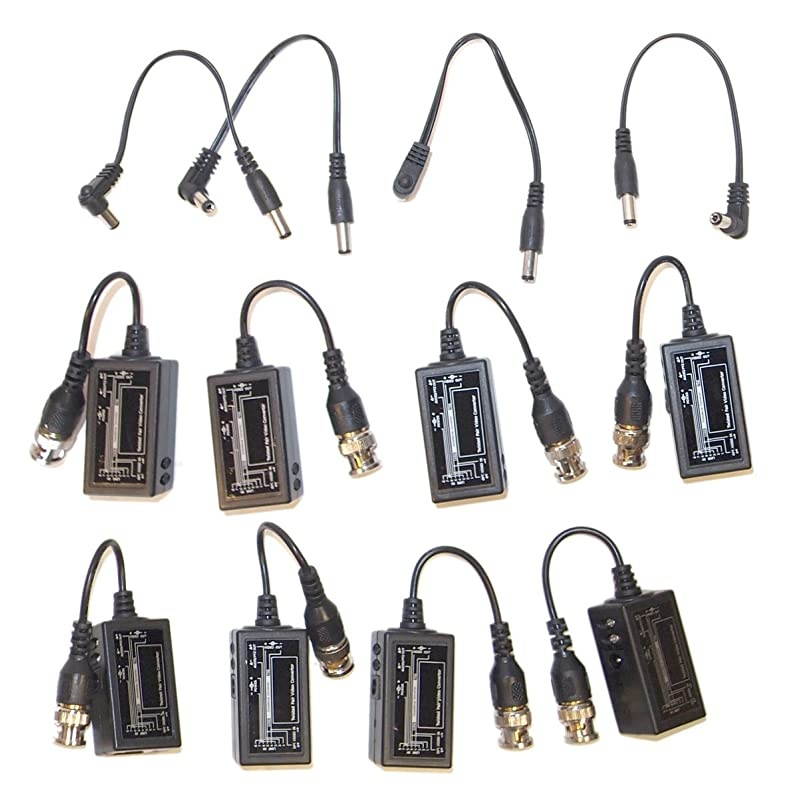 4 Pairs (8 pcs) BNC to RJ45 Video Balun CCTV PTZ Camera with Power Connector