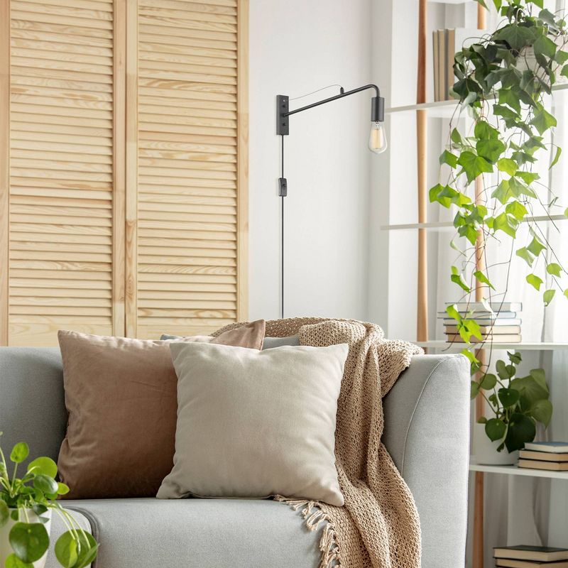 Holden Long Arm Wall Sconce Black - Globe Electric