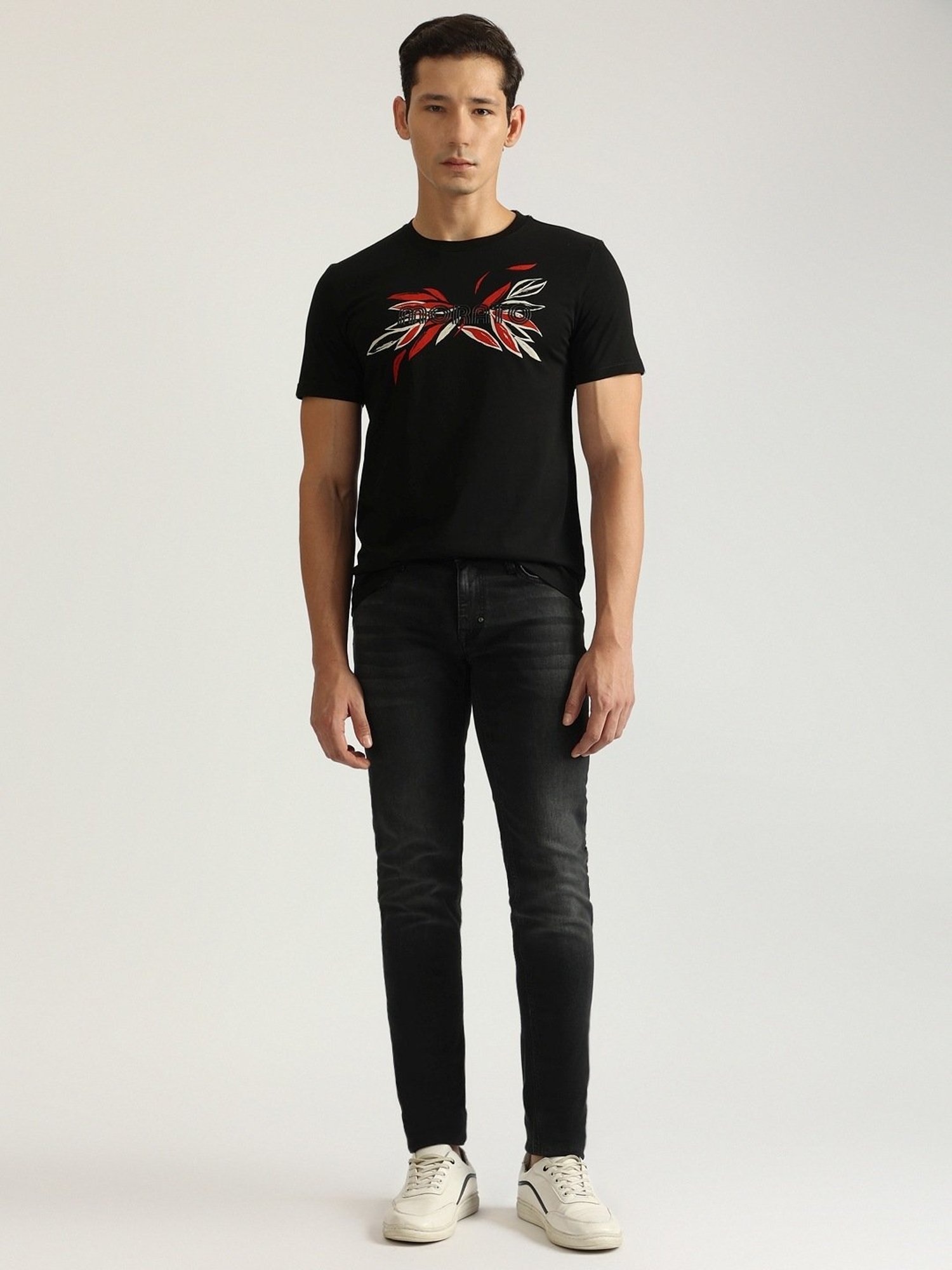 Antony Morato Black Pure Cotton Slim Fit Printed T-Shirt