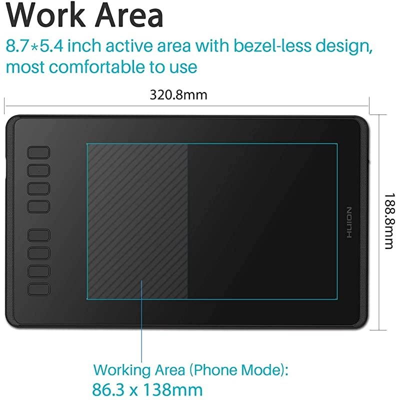 Inspiroy H950P Graphics Drawing Tablet with Tilt Response Battery-Free Stylus and 8192 Pen Pressure