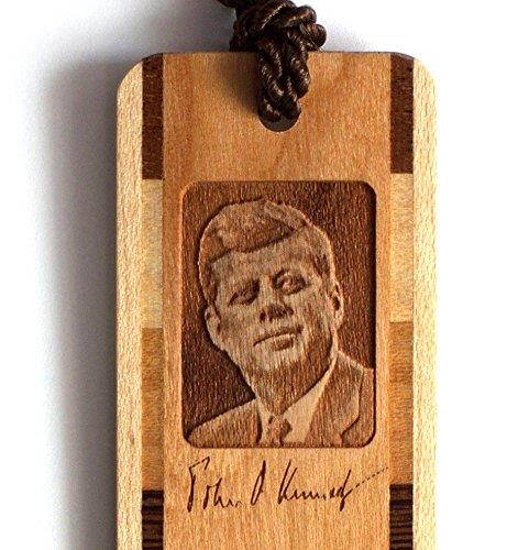 Engraved Wooden Bookmark - John F. Kennedy with Brown Rope Tassel - Search B079MGL99Z to see personalized version.
