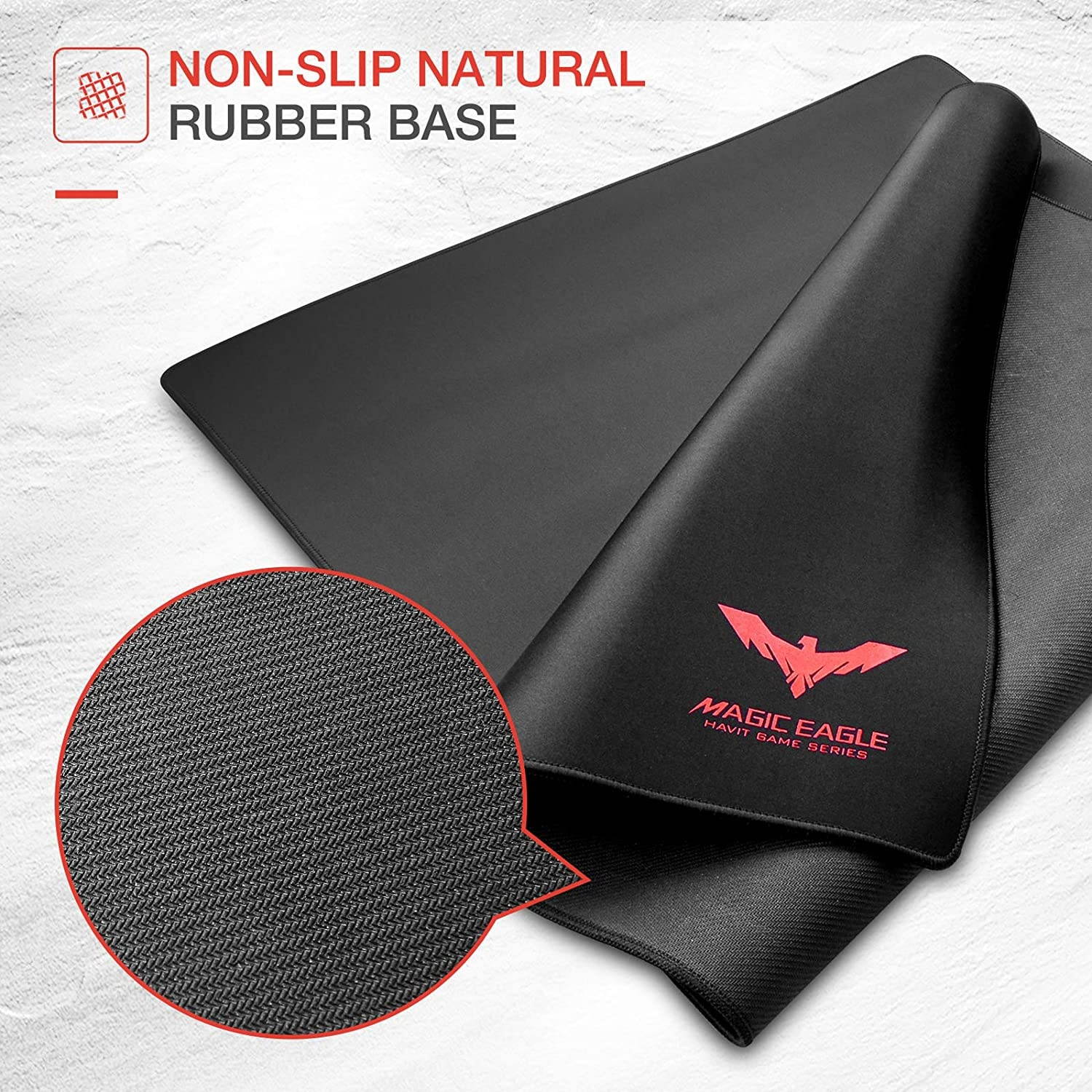 Havit Gaming Mouse Pad (13.78 x 10.63 x 0.12 Inch) Mouse Mat with Stitched Edges & Waterproof Surface, Non-Slip Base Ergonomic Mousepad for Laptop Computer, Black