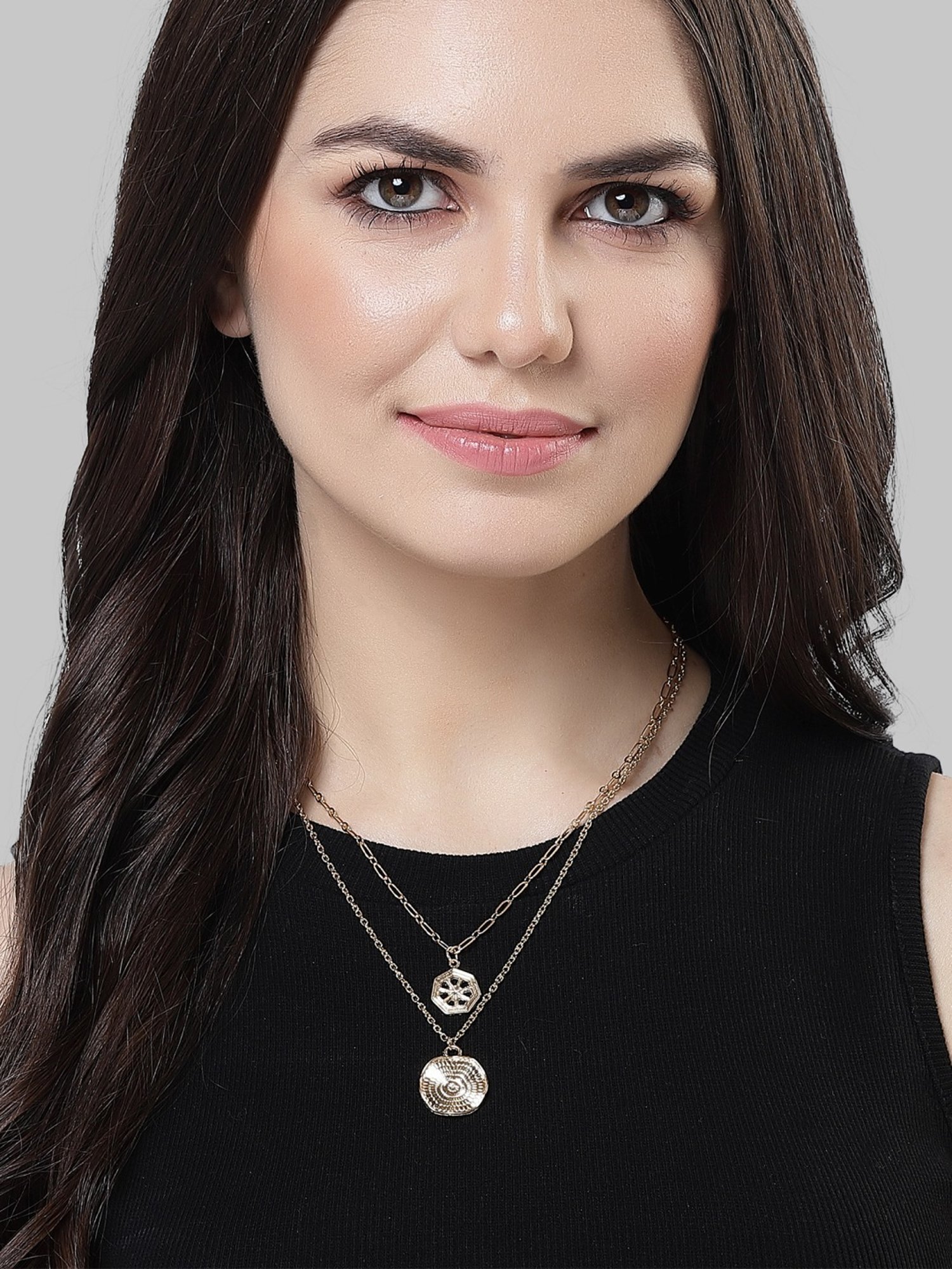 Karatcart Golden Multicharm Multilayered Chain Women