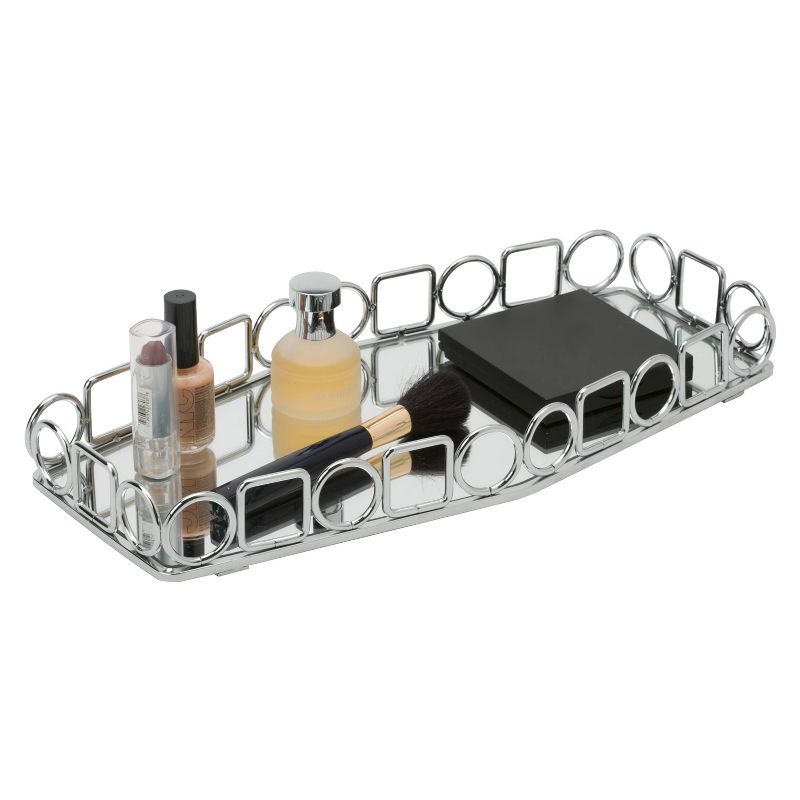 Circles and Squares Design Bathroom Tray Chrome - Home Details