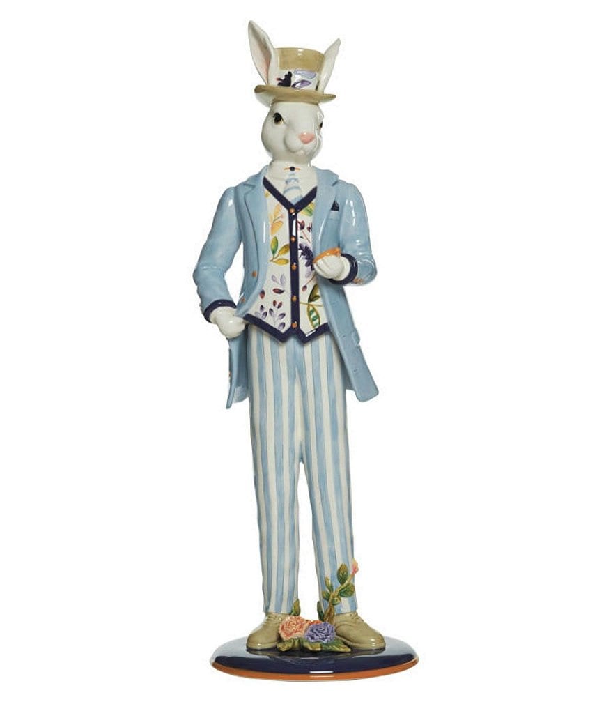 Fitz and Floyd Floral Splash Rabbit Male Figurine