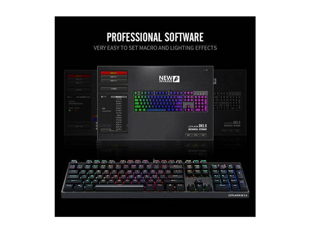 1STPLAYER RGB Gaming Mechanical USB Wired Keyboard DK5.0 Blue Switch Ergonomic 104 Keys NKRO Full Size Customizable Backlight LED Computer Laptop Keyboard for Windows PC Gamers (White)