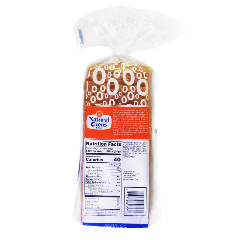 Natural Ovens Keto Friendly White Bread - 18oz