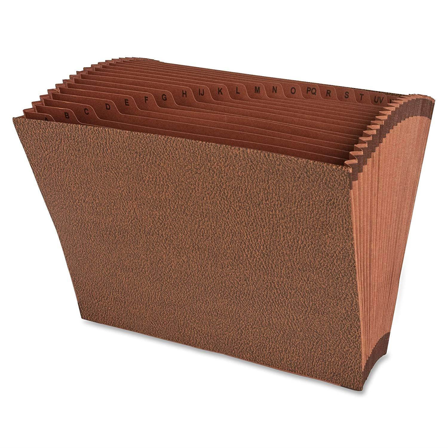 Sparco Accordion Files, No-Flap, 21 Pockets, A-Z, Letter size, 12 x 10 Inches, Brown (SPR26534)