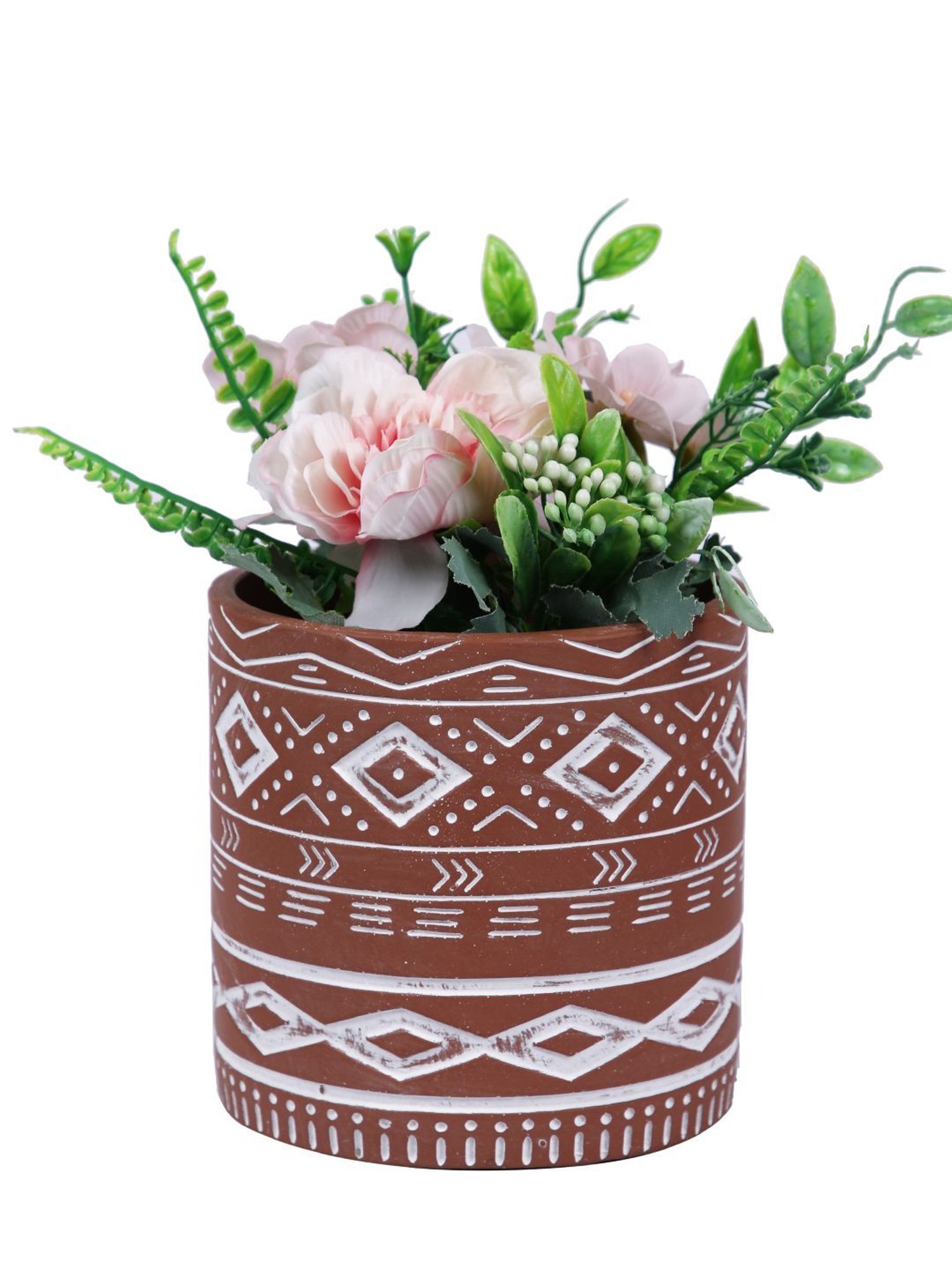 Tayhaa Rust Ceramic Engraved Pattern Planter
