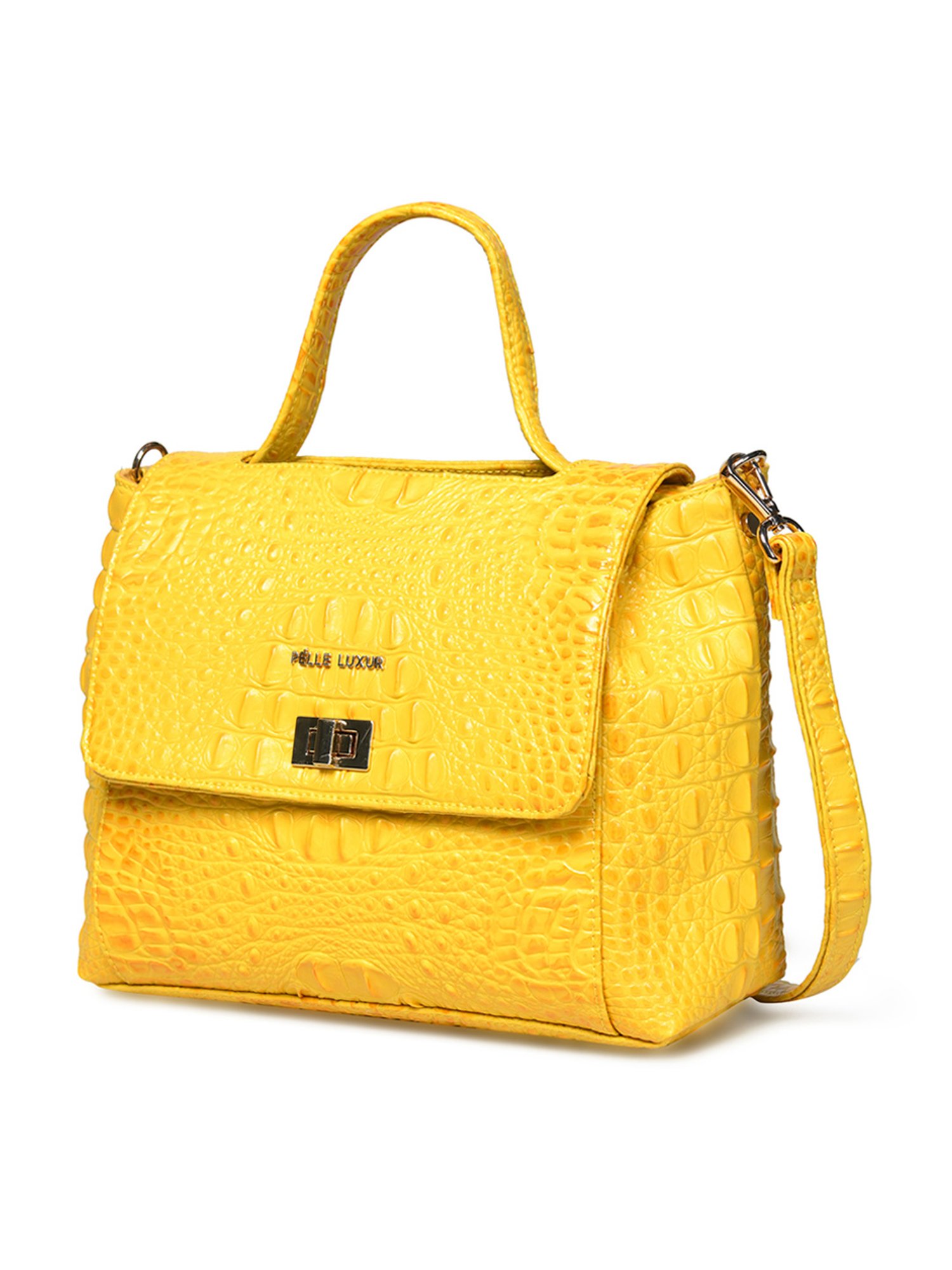 PELLE LUXUR Yellow Animal Effect Medium Cross Body Bag