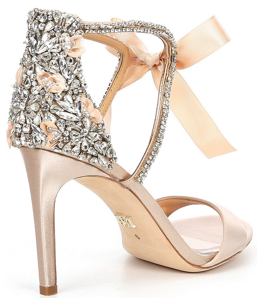 Badgley Mischka Bonita Crystal Embellished Satin Dress Sandals