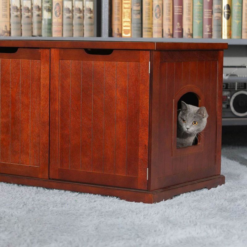 Merry Products Decorative Bench with Enclosed Cat Litter Washroom Box, Walnut