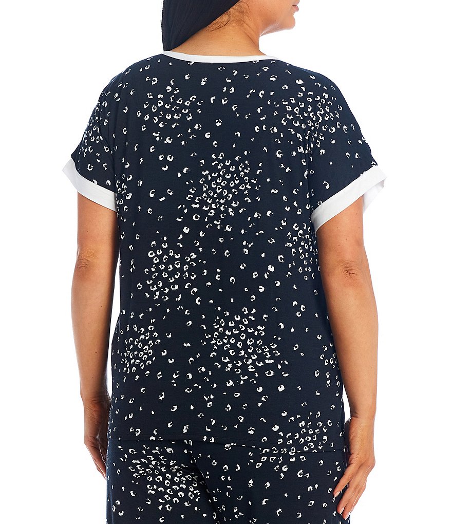 Donna Karan Scattered Animal Print Coordinating Knit Sleep Top
