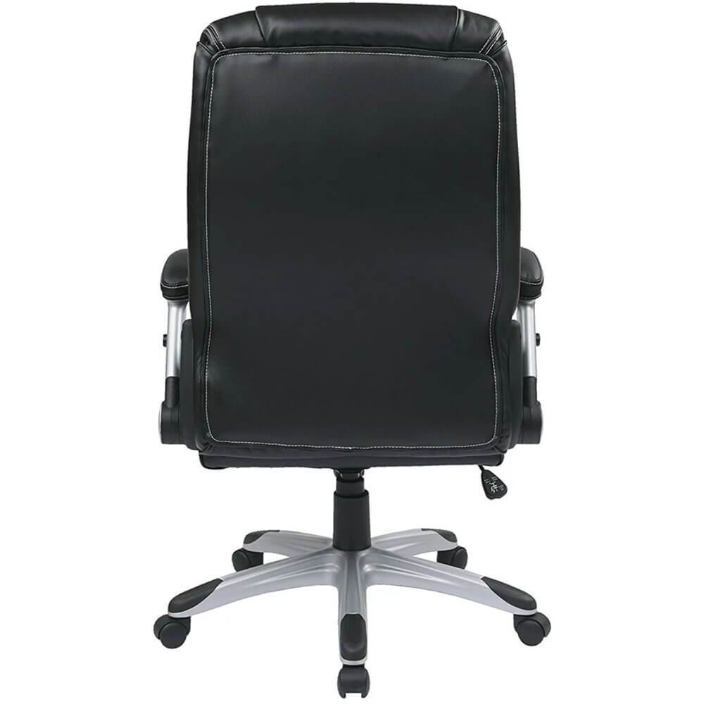 Office Star-Work Smart ECH38665A-EC3 Executive Eco Leather Chair in Silver-Black