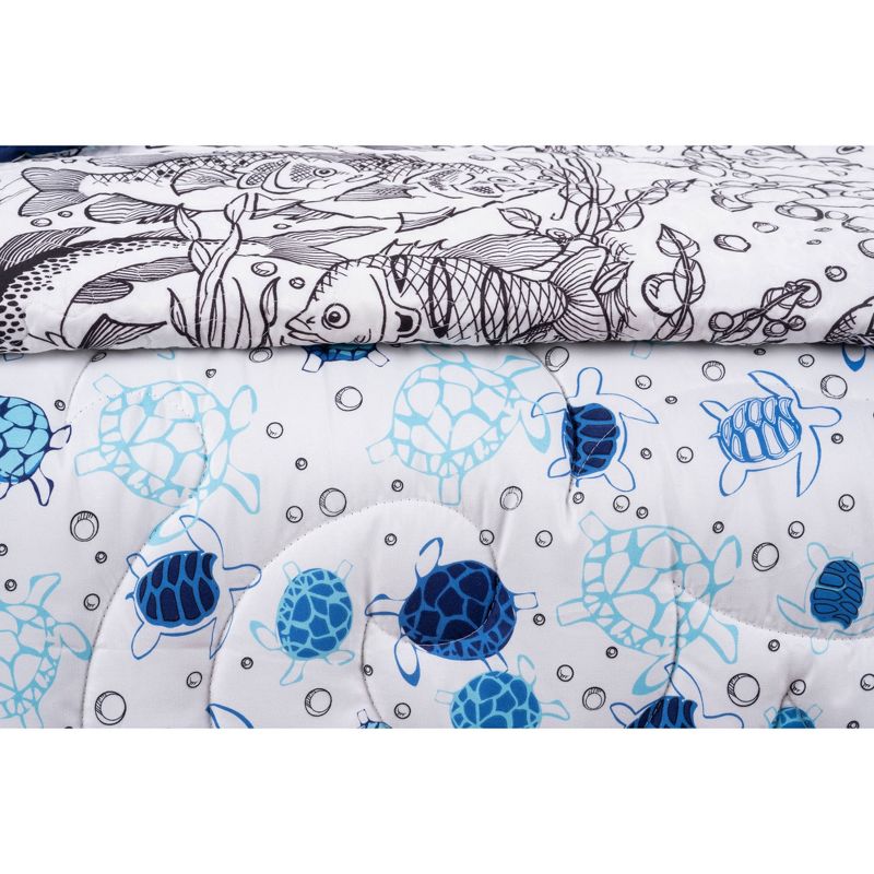 Full/Queen Turtle Time Reversible Comforter Set Blue - Highlights