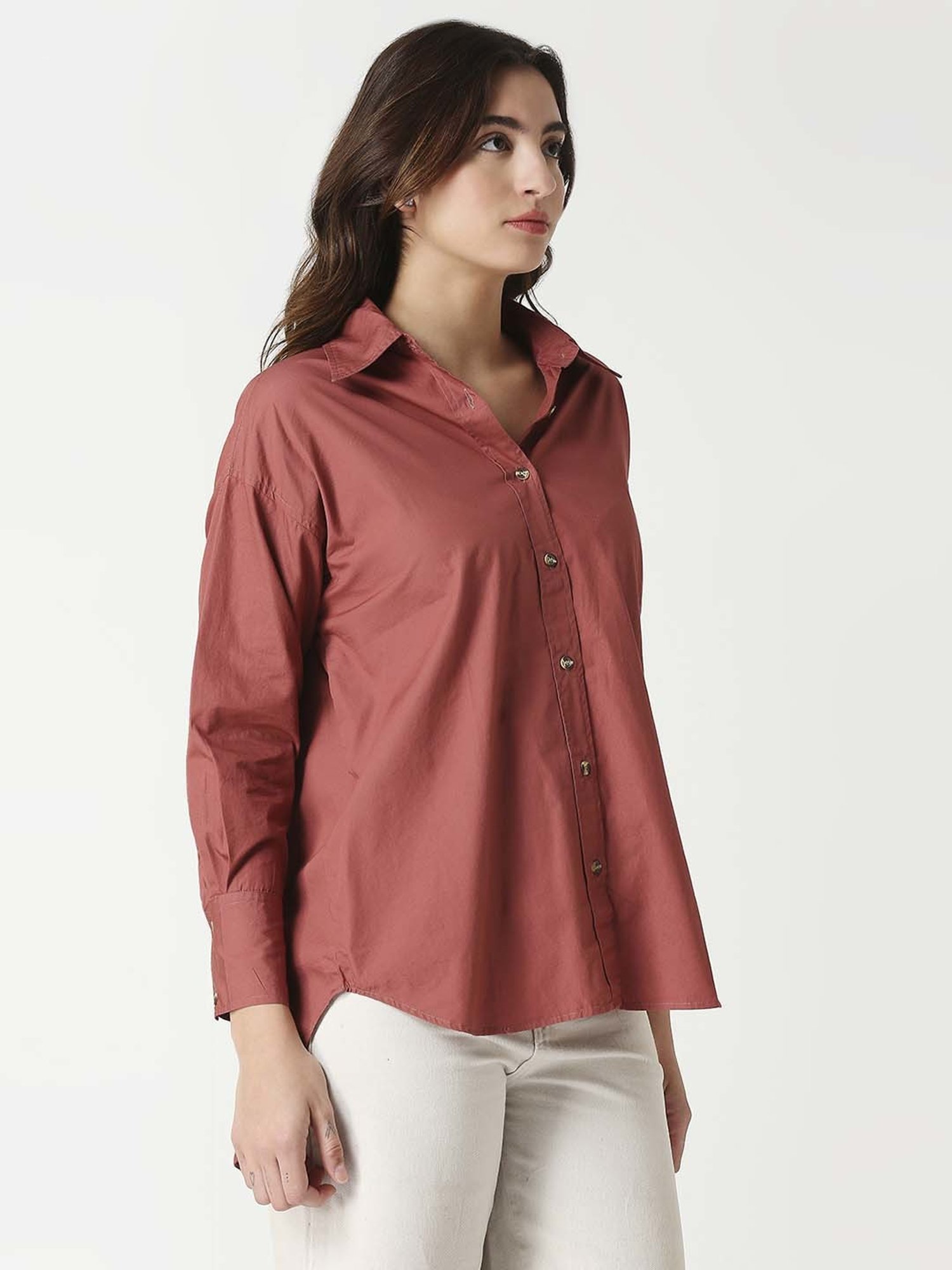 Remanika Orange Cotton Embroidered Shirt