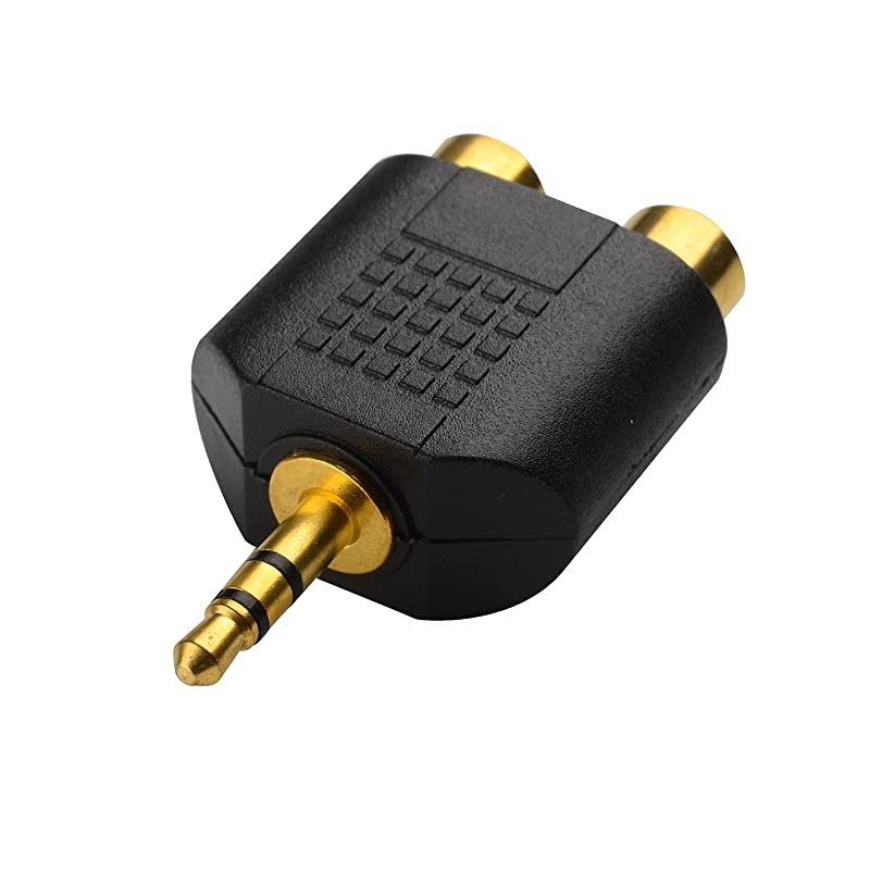 LEMENG 2Pack of Gold Plated 35mm Stereo to 2RCA Male to Female AdapterAudio Splitter Adapter Dual RCA Jack Adapter