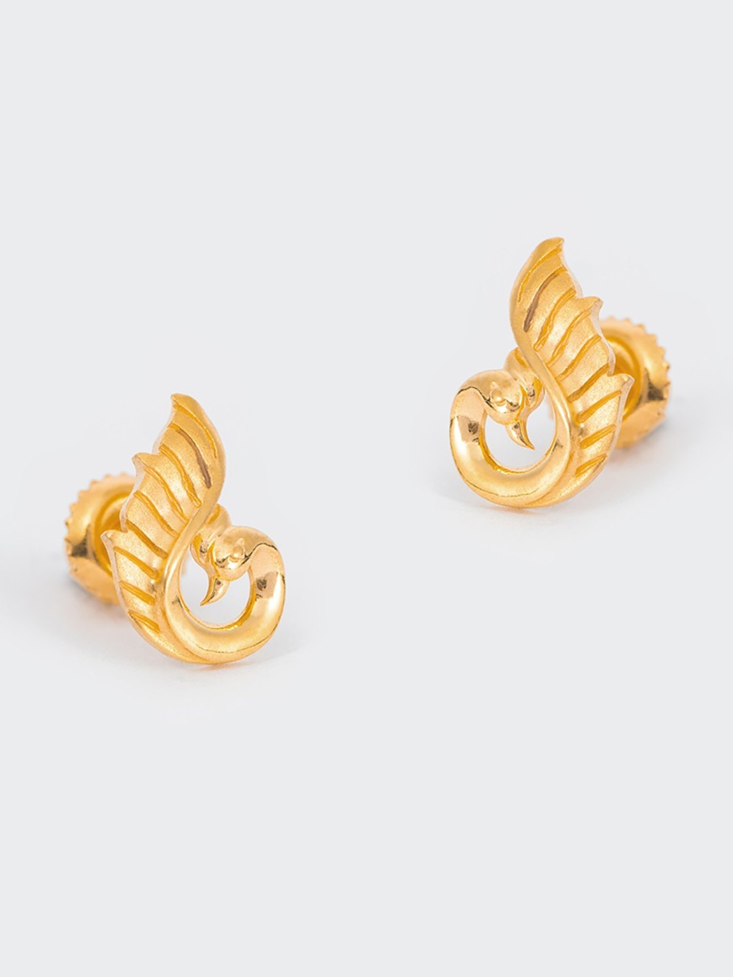 P.N.Gadgil Jewellers 22k Yellow Gold Peacock charm Stud Earrings