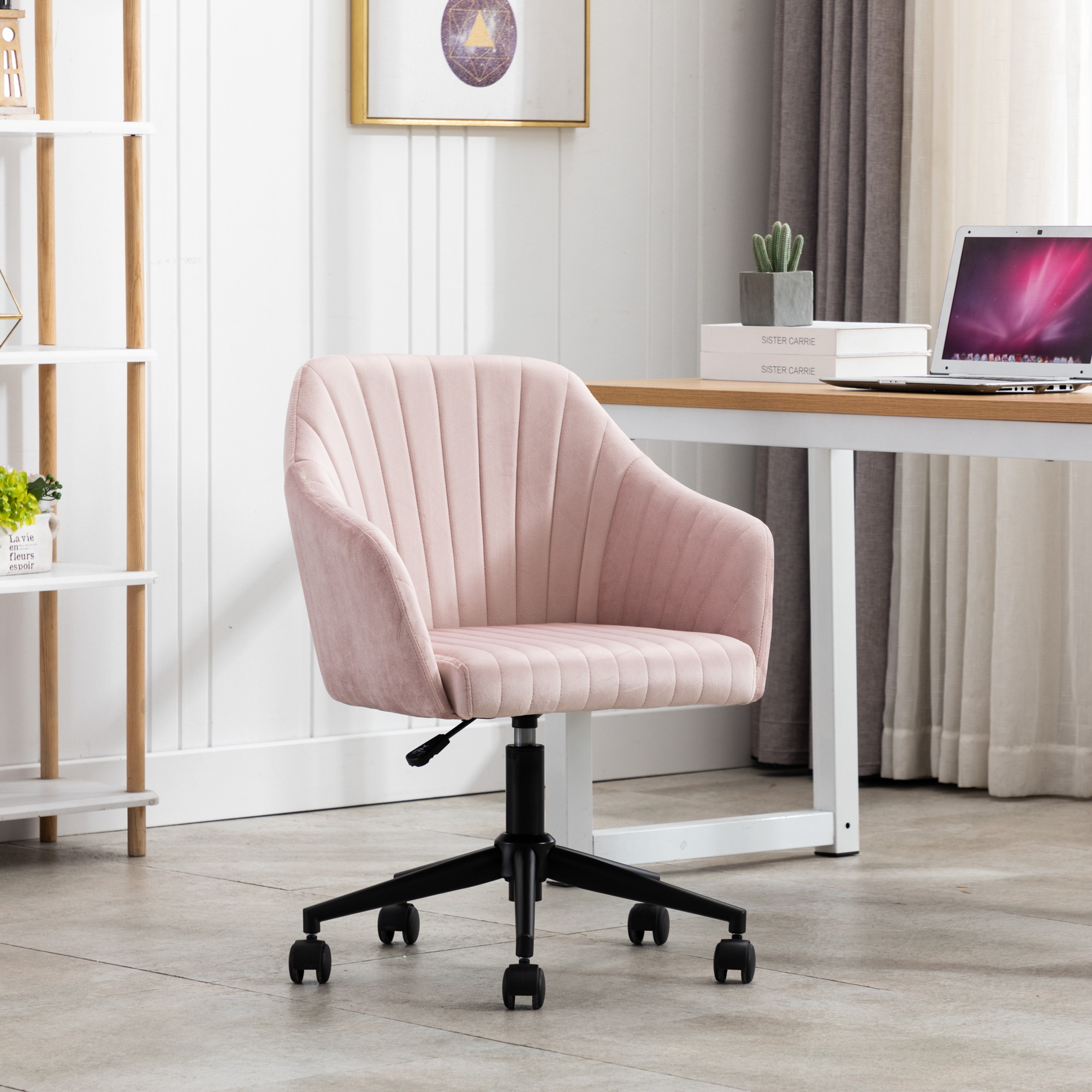 Home Office chair with Middle back, Modern Design velvet chair with arms