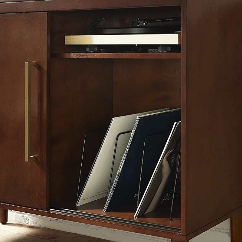 Everett Mid-Century Modern Media Console, Mahogany
