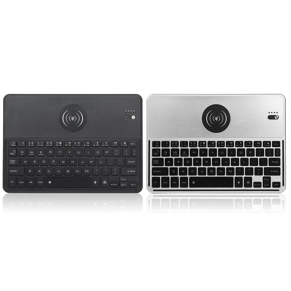 Bluetooth Wireless Keyboard 7 LED Backlights Bluetooth Keyboard with Wireless Charging Function for IOS Android Windows Laptops