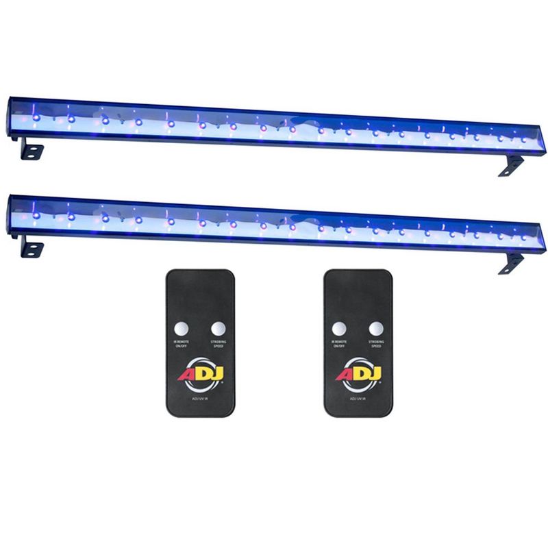 American DJ Eco UV Bar Plus IR LED Black Light Wash Fixtures with Remotes + Bag