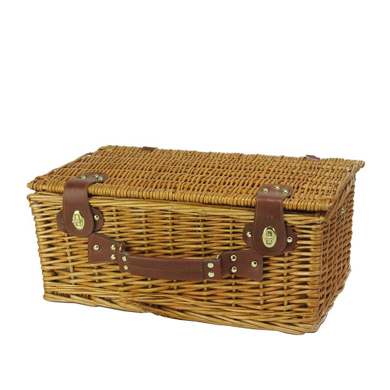 Northlight 15.5" Hand Woven Willow 2-Person Picnic Basket and Accessory Set - Brown