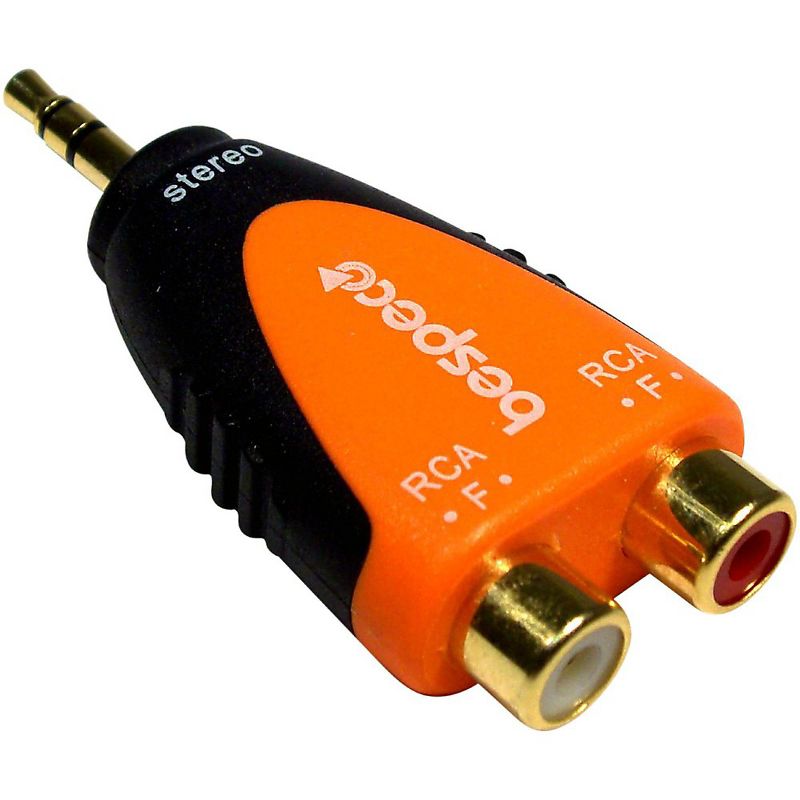 Bespeco SLAD380 3.5 mm Stereo Male to 2 RCA Female 24K Gold-Plated Adapter%3Cbr%3E